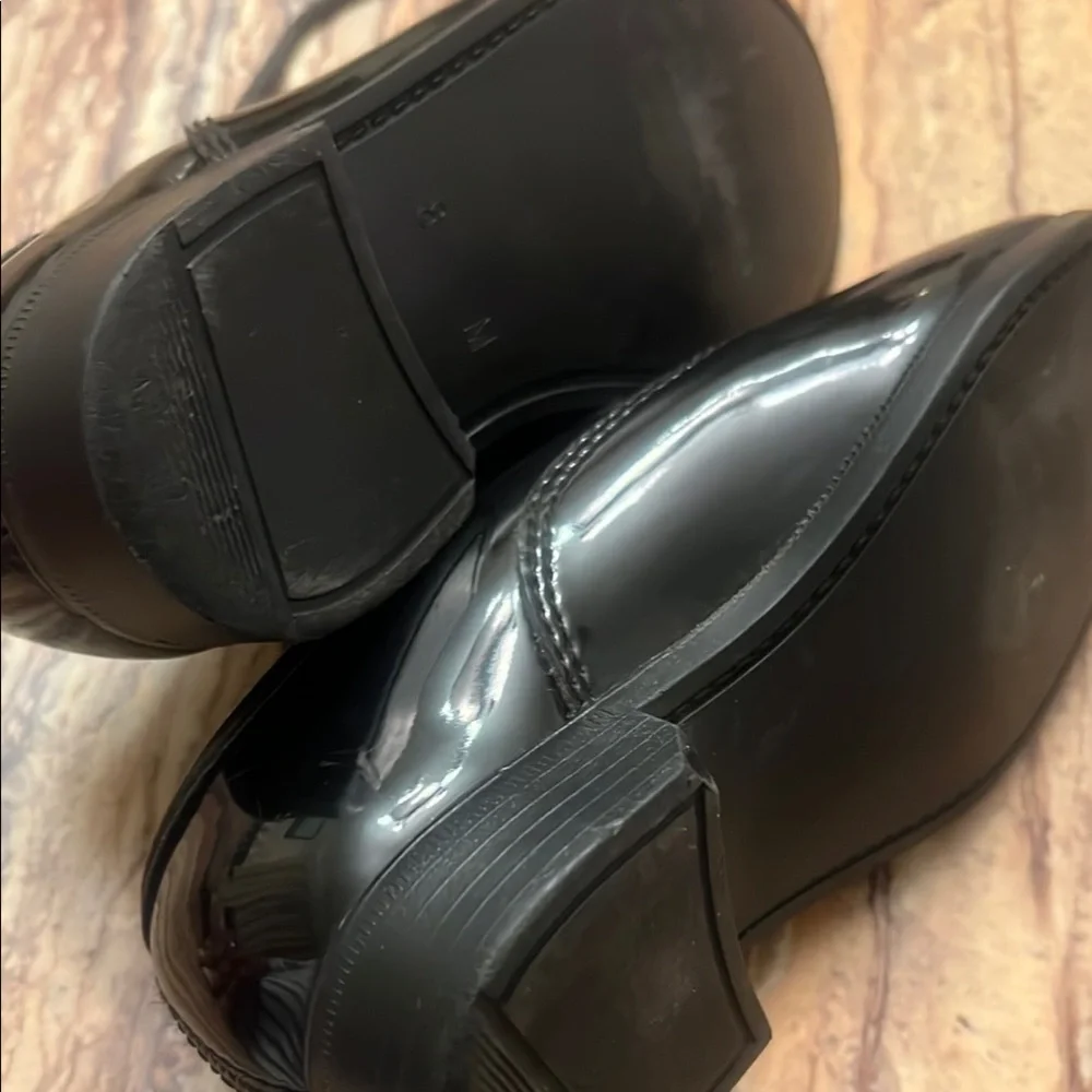 Black Leather Oxford Dress Shoes with Rounded Toe #201